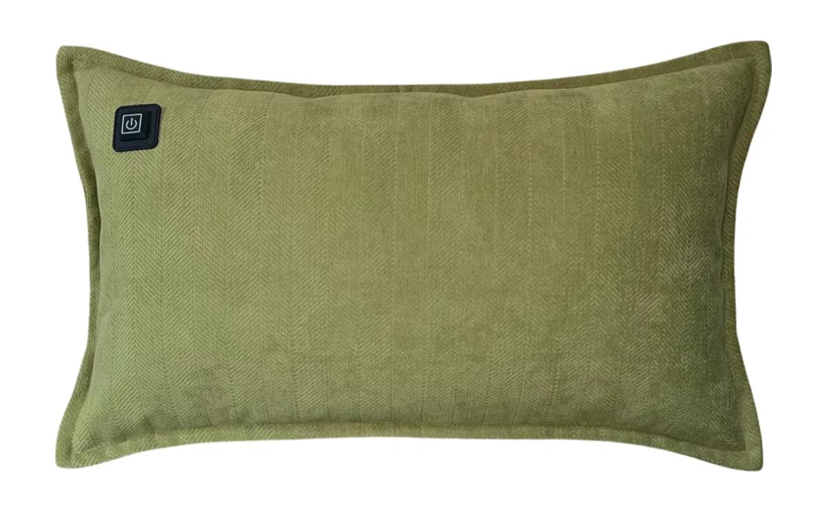 Olive Green Warmpi chenille 50x30cm infrared heating pillow for targeted warmth