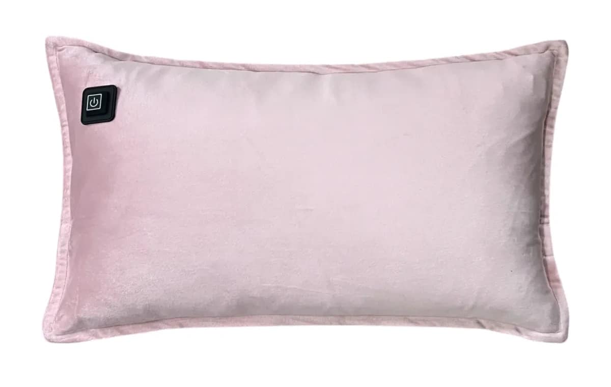 Pink Warmpi velvet 50x30cm infrared heating pillow with soft velvet fabric