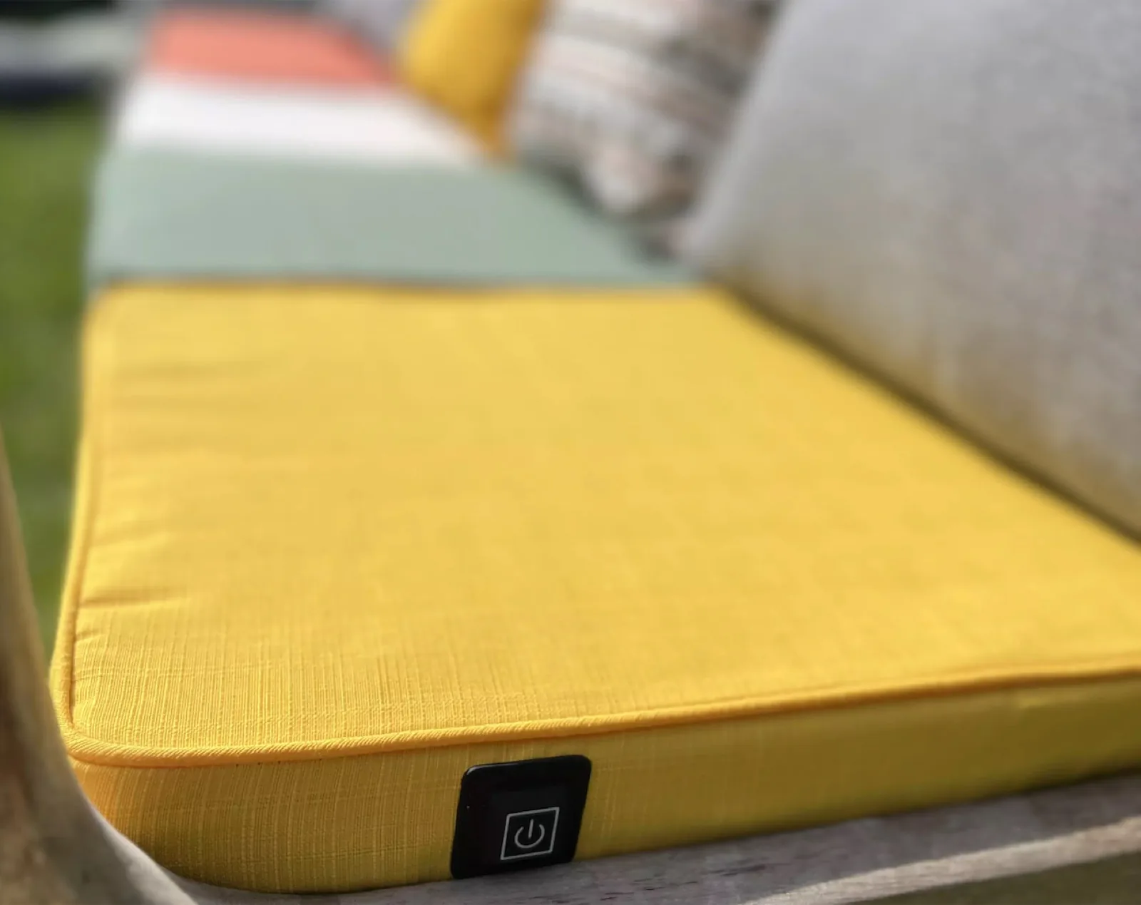 Detail of a warm Warmpi seat cushion for hospitality