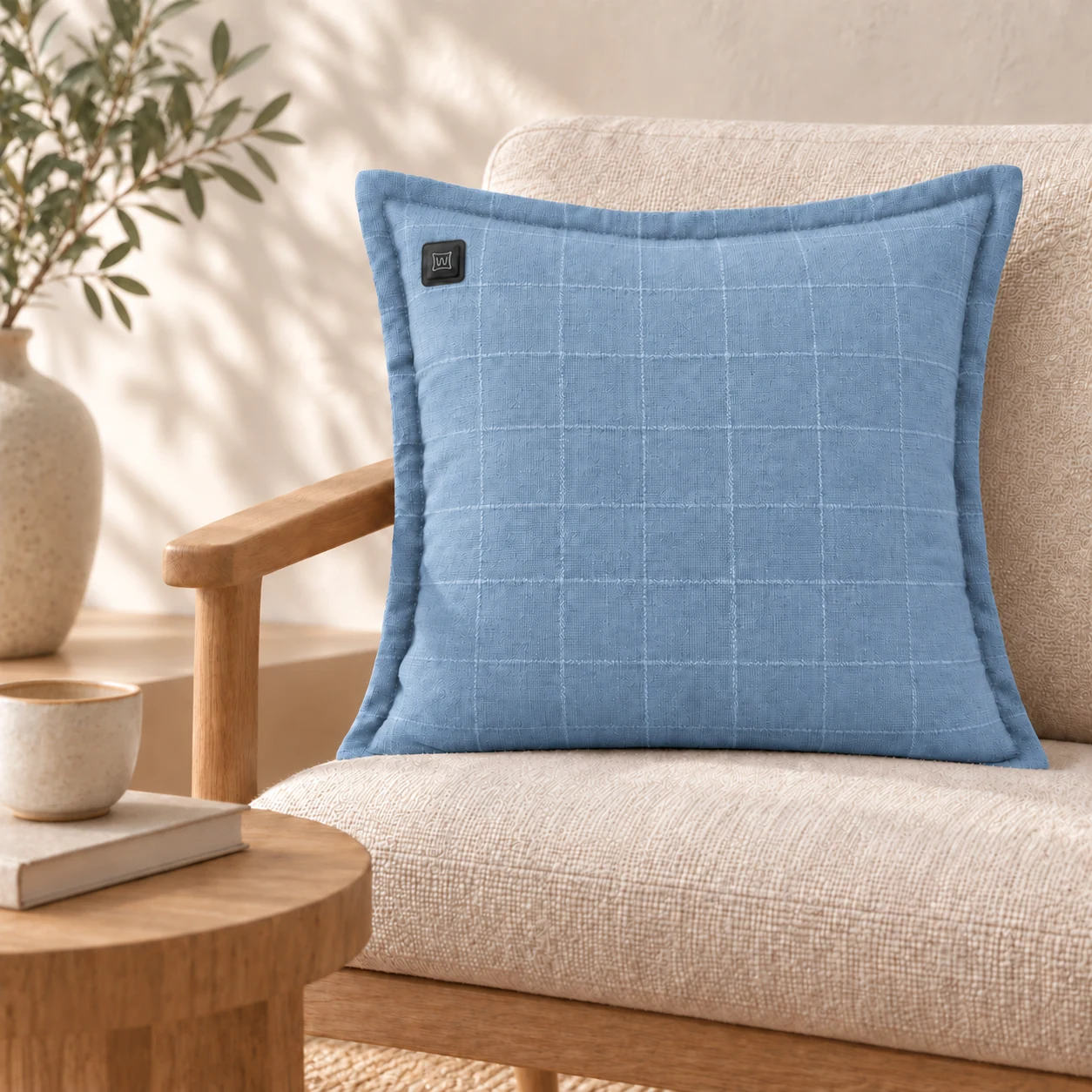 Warmpi Hør Lyseblå 45×45 cm varmepude – Vis produktbillede 3