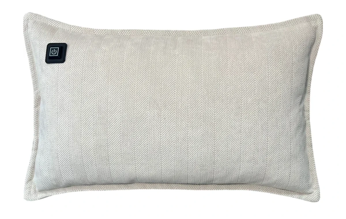 Beige Warmpi chenille 50x30cm infrared heating pillow for targeted warmth