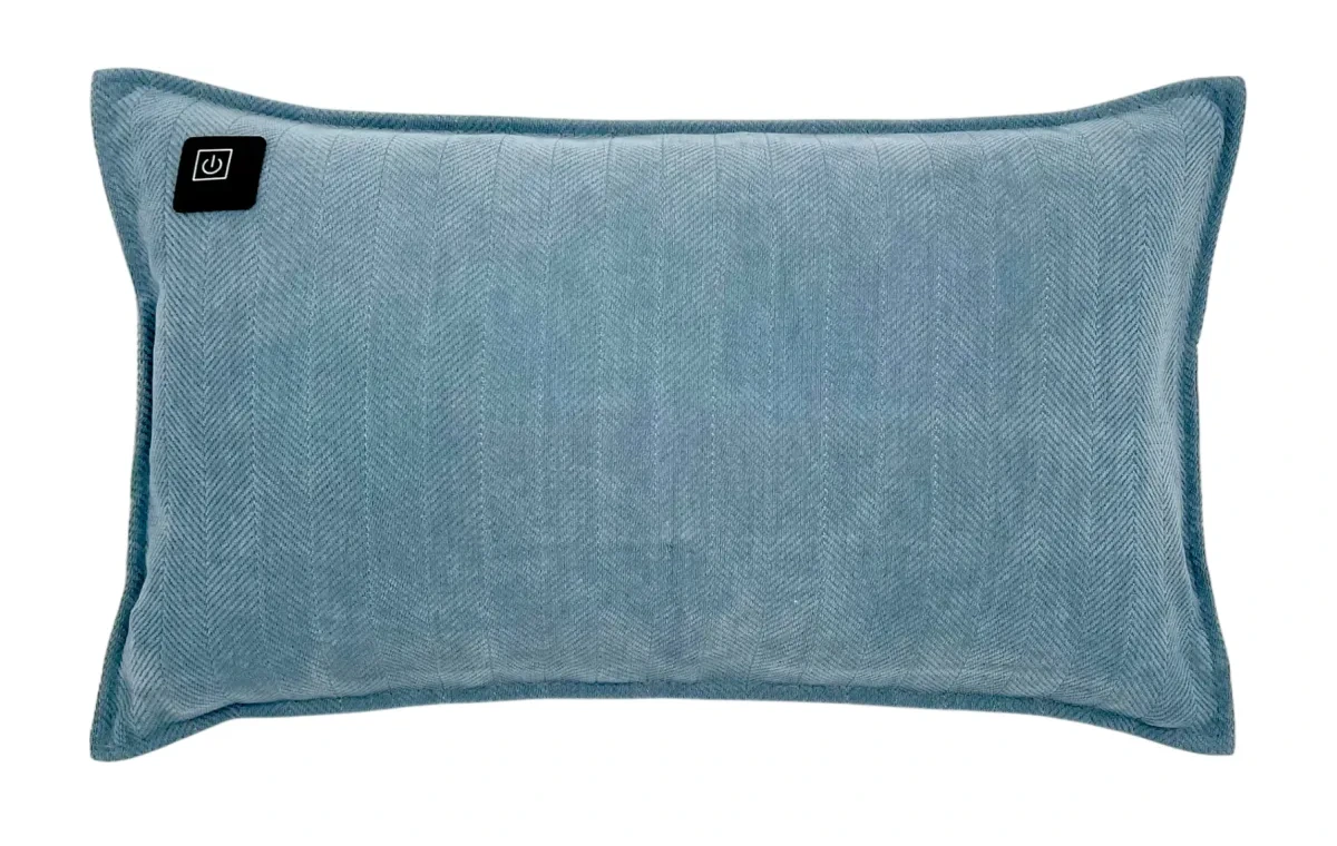 Blue Warmpi chenille 50x30cm infrared heating pillow for targeted warmth