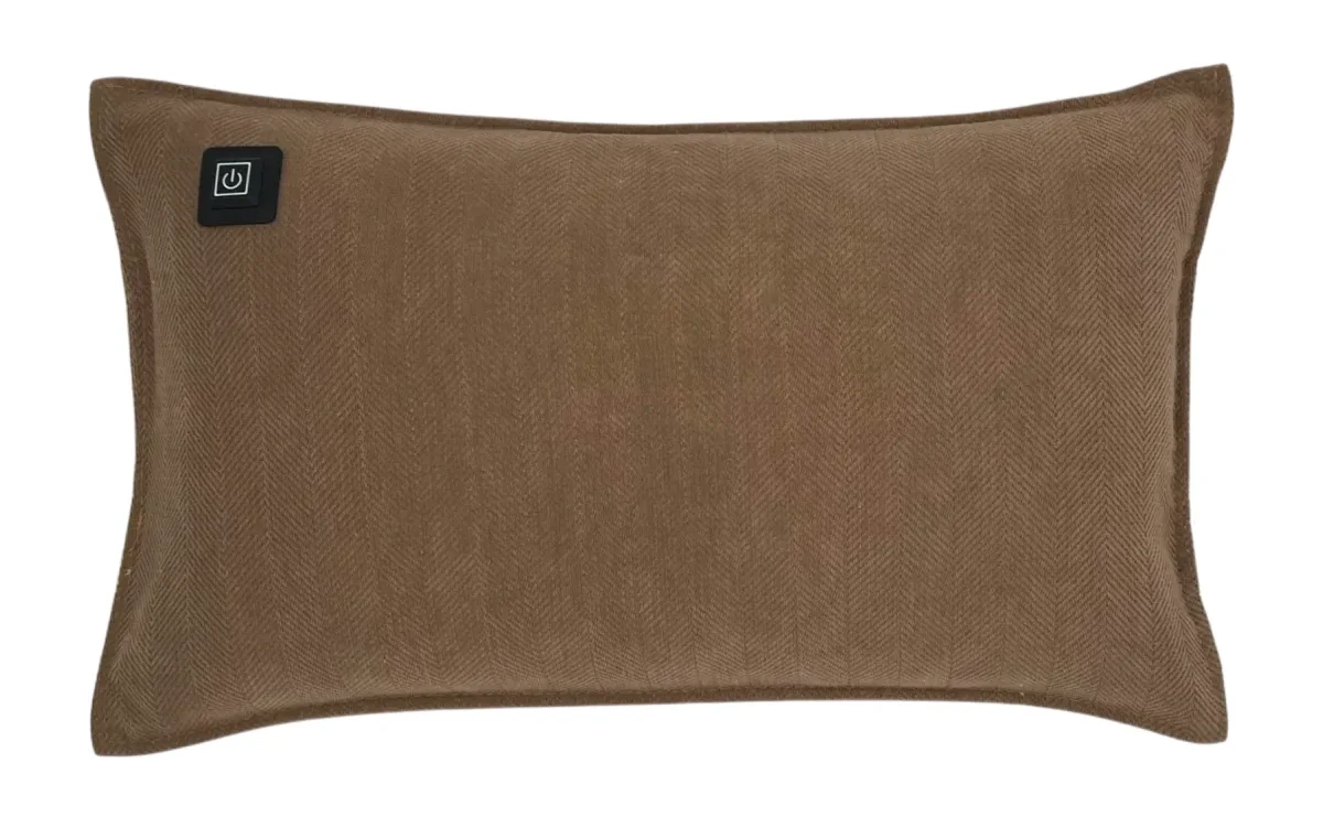 Brown Warmpi chenille 50x30cm infrared heating pillow for targeted warmth
