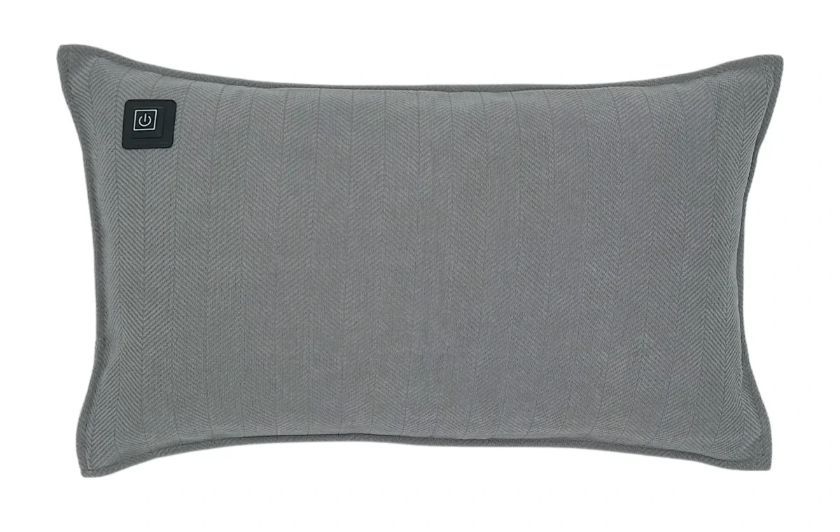 Grey Warmpi chenille 50x30cm infrared heating pillow for targeted warmth
