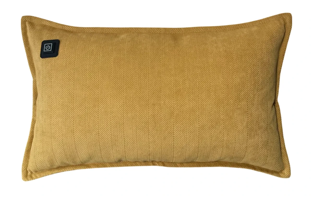 Ochre Yellow Warmpi chenille 50x30cm infrared heating pillow for targeted warmth