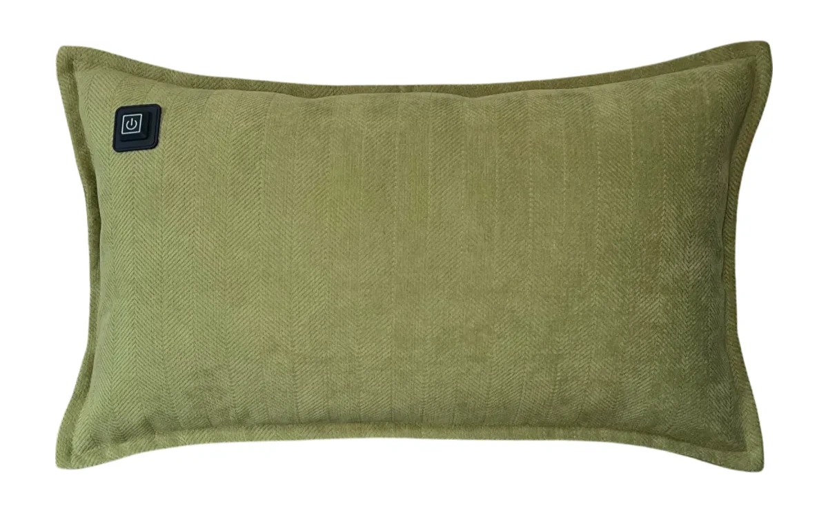 Olive Green Warmpi chenille 50x30cm infrared heating pillow for targeted warmth