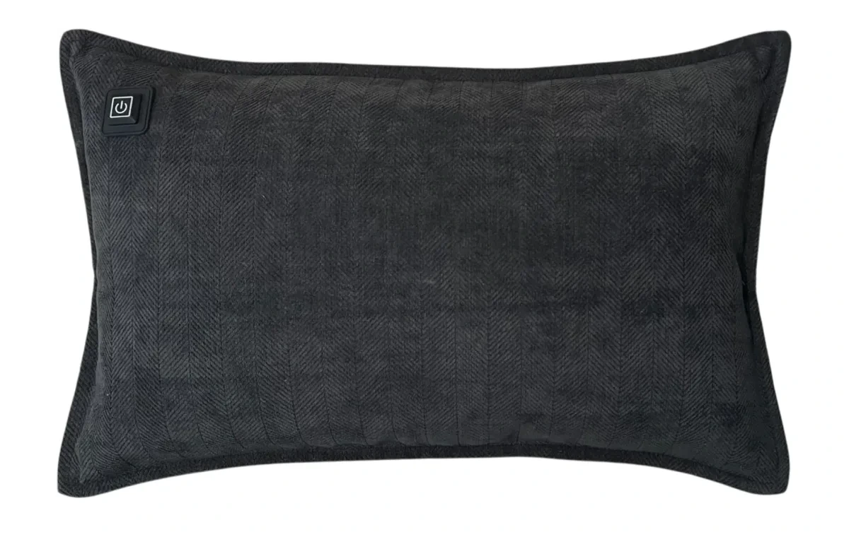Black Warmpi chenille 50x30cm infrared heating pillow for targeted warmth
