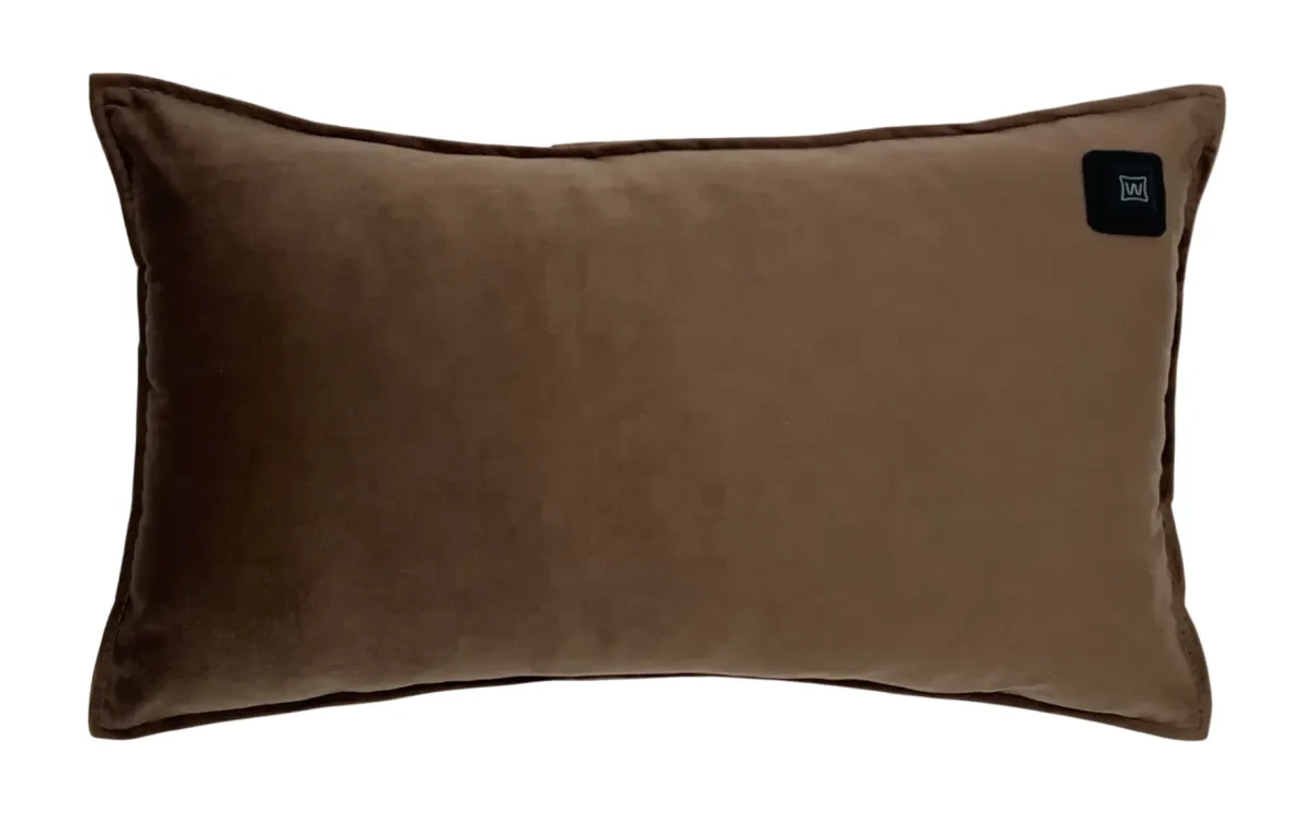 Brown Warmpi velvet 50x30cm infrared heating pillow with soft velvet fabric