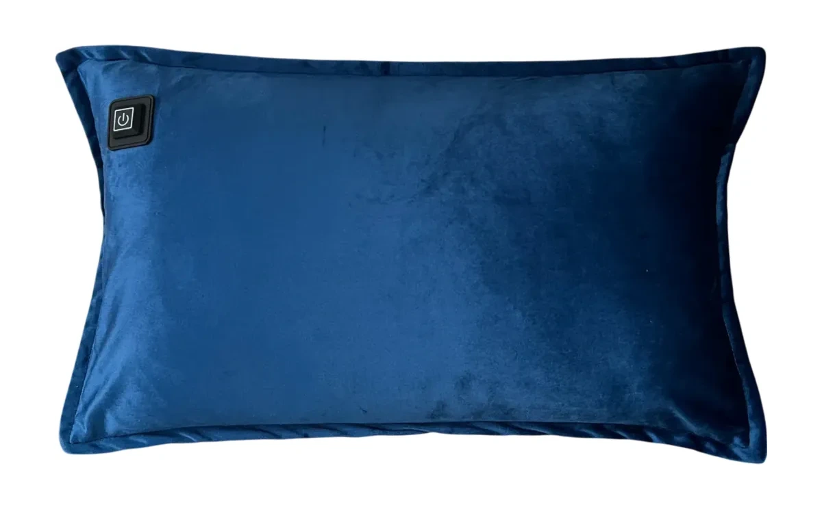Dark Blue Warmpi velvet 50x30cm infrared heating pillow with soft velvet fabric