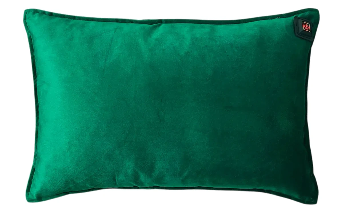 Dark Green Warmpi velvet 50x30cm infrared heating pillow with soft velvet fabric