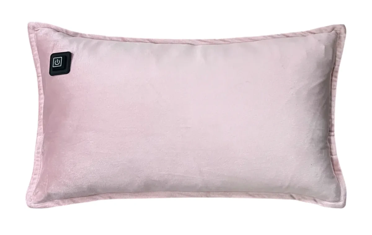 Pink Warmpi velvet 50x30cm infrared heating pillow with soft velvet fabric