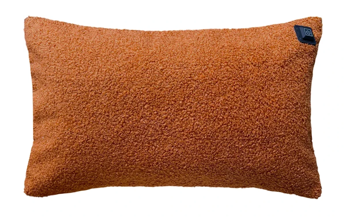 Brown Warmpi teddy 50x30cm infrared heating pillow with cuddly fabric
