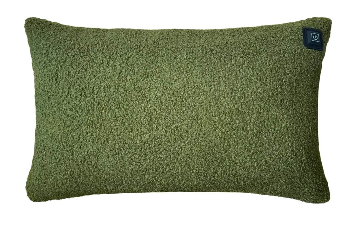 Green Warmpi teddy 50x30cm infrared heating pillow with cuddly fabric