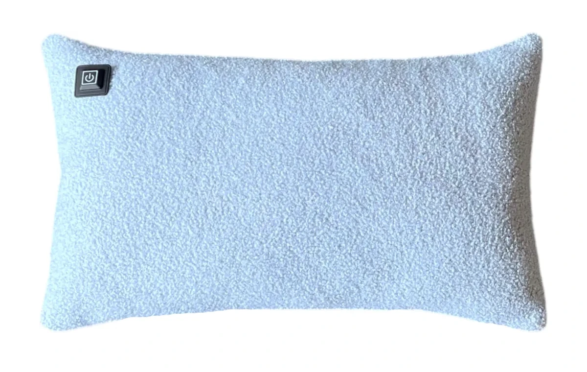 Light Blue Warmpi teddy 50x30cm infrared heating pillow with cuddly fabric
