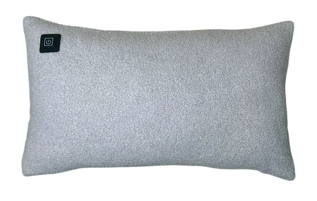 Light Grey Warmpi teddy 50x30cm infrared heating pillow with cuddly fabric